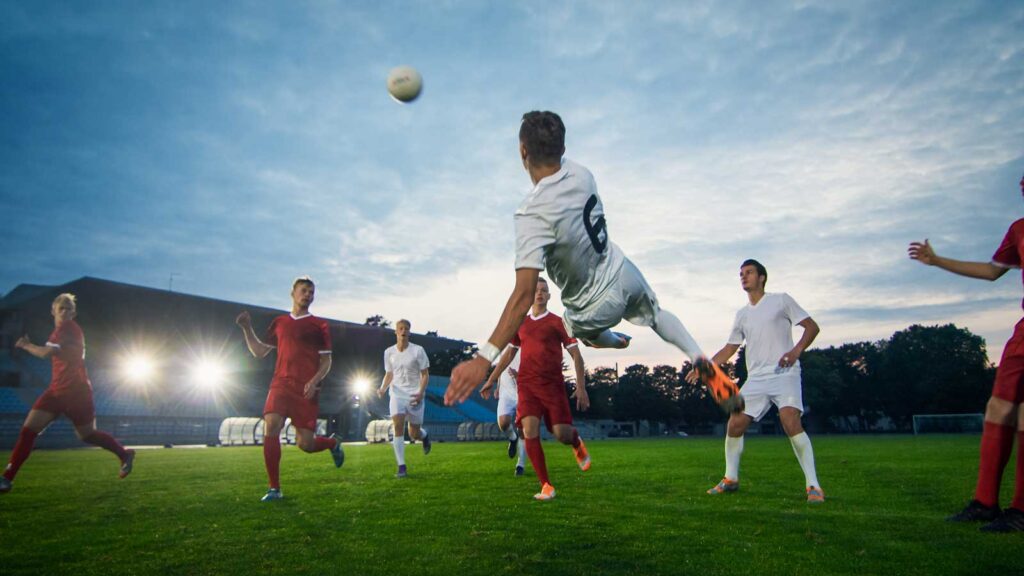 Soccer player kicking